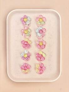 8/14/28pcs Ikat Rambut Bunga Kristal Berkilau Macaron Acak, Aksesori Rambut Manis dan Serbaguna untuk Anak Perempuan - MultiWarna - View 2