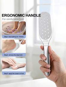 1pc Double-Sided Stainless Steel Foot File Pedicure Tool, Coarse & Fine Dual-Sided Foot Rasp To Remove Calluses, Foot Scraper To Remove Dead Skin And Cracked Heel Hard Skin, Portable Foot Exfoliation Care Tool - Silver - View 8