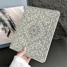 1件復古線條對稱花卉地毯與古書印花平板保護殼，附筆槽，適用於 iPad 10代/Air 13(M3 2025)/Air 11/11(A16 2025)、Pad、MatePad、Pad、Honor Pad、Tab - 彩色 - 查看 7