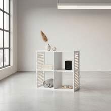 KIWI MOBLEKIT | Wooden Shelves For Storage And Decoration, Cube Or Rectangular Models With Door Or Drawer Options, Modern Auxiliary Furniture For Living Room, Bedroom Or Office - 四格書架 60x29.5x59 公分 白色 - 查看 4