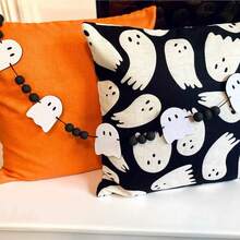 1pc Halloween White Ghost Beaded Garland Ghost Banner Cute Ghost Garland Ghost Hanging Decor Scary Ghost Decoration Fireplace Wall Hanging Door Window Hallway Party Supplies Haunted House Home Decor Seasonal White Ghost Garland Party Supplies Home Decor - Banner Decoration C - View 6