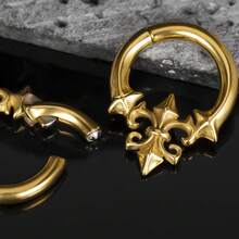 1 buah Anting Tindik Telinga Liontin Hypoallergenic, Alat Pelebar Terowongan Telinga Stainless Steel, Perhiasan Tindik Telinga Pola Iris Vintage Gotik - gaya-2 - View 10