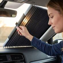 Automatic Retractable Car Sun Shade, Foldable UV Protection Heat Insulation Front Windshield Sunshade, Suction Cup Installation, Easy To Install - A - View 5