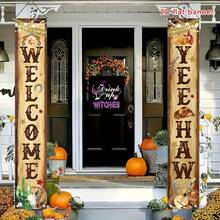 1 Pair Wild West Cowboy Party Porch Banner, Welcome Western Cowboy Birthday Hanging Sign, Baby Shower Party Decoration, Photo Booth Prop, Welcome Banner Porch Sign, Cowboy Rodeo Decor - Multicolor - View 2
