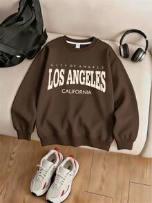 3pcs/Set Kids & Teens Vintage American City Letter Print Sweatshirt, Loose Fit Casual Everyday Top - Multicolor - View 6