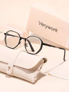 Verywork 1 Pair Women's Classic Geometric Frame Non-Prescription Glasses, Fashion Basic Style, Elegant Design And Expressive, Suitable For Party, Camping, Beach, Travel, Fits All Face Shapes - Clear - View 8