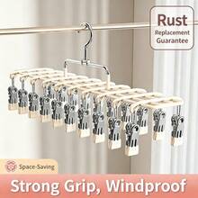 Gantungan Baju Multi-Klip Stainless Steel, Rak Pengering 20 Klip untuk Balkon, Gantungan Pakaian Dalam dan Celana Dalam Tahan Angin, Rak Penyimpanan Pakaian Dalam Dua Baris yang Dapat Berputar untuk Lemari Pakaian, Gantungan Anti-Selip Multifungsi untuk Bra, Syal, Sabuk, untuk Memilah dan Mengatur - View 13