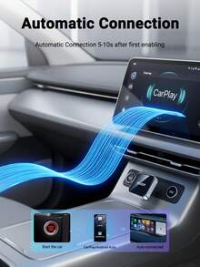 XUDA 新款 Mini CarPlay AI Box，無線 CarPlay 與 Android 2 合 1 車載主機，有線轉無線功能，支援 2.4-5.0 GHz WiFi 5，時尚便攜式車用 CarPlay 接收器，適用於 99% 配備有線 CarPlay 與 Android 功能的汽車 - A - 查看 6