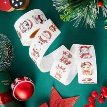 500pcs/Roll Shaped Christmas Stickers Santa Claus Reindeer Christmas Bear Penguin Rabbit Hedgehog Dog Self-Adhesive Doodle Sticker, First Day Of School - Cartoon - View 7