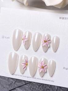 10 piezas de uñas postizas ovaladas con degradado, estilo minimalista versátil y cool girl - Multicolor - Ver 1