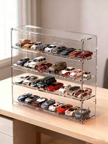 1 pieza Caja de exhibición acrílica transparente multicapa grande - 3 capas, caja de almacenamiento para coches a escala, vehículos de bloques de construcción, decoración de habitación, artículos esenciales para recién nacidos - Multicolor - Ver 4