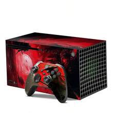 Pegatina de vinilo removible para consola y mando Series X, estilo samurái de luna roja, película protectora antiarañazos - Ver 7