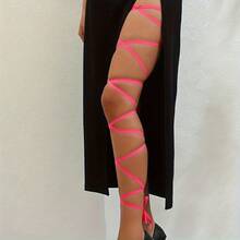 1 Pair Elastic Cross Strap Sexy Leg Sleeves And Garter Belt Designed For Halloween And Music Festival Dancing, Can Be Used As Body Harness, Multi-Color Elastic Cross-Back Leg Chain Vintage Style Body Chain Jewelry Decoration, Solid Color Role Play Tropical Thigh Decoration Leg Band, Multiple Colors Available, Dance Costume Accessories, Halloween Costumes Women, Costume, Ballet, Dance Outfit, Dance Stuff, Dance, Carnival Outfits Women - Multicolor - View 9