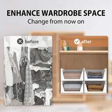 4 Pack Stackable Closet Storage Boxes, Multifunctional & Foldable Closet Organizer For Bathroom Kitchen Laundry Room Wardrobe Storage, Space-Saving Wardrobe Storage Drawer Organizer, White - View 5