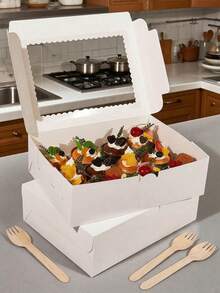 Caja de papel para cupcakes con ventana, caja de postres de 12 cavidades, caja grande para pasteles, adecuada para cumpleaños, bodas, empaque de regalos del Día de San Valentín y caja para pasteles - papel - Ver 2