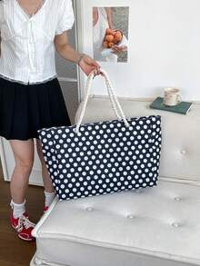 Women's Beach Bag, Large Waterproof Beach Tote, Zipper Closure, Waterproof Sand-Proof Pool Bag, Large Tote Bag (Random Pattern) - Black - View 4