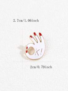 1pc OK Gesture Enamel Badge, Cute Red Manicure Palm Shaped Lapel Pin, Versatile Metal Badge Suitable For Coats, Backpacks, Daily Decoration For Boys And Girls - Multicolor - View 3
