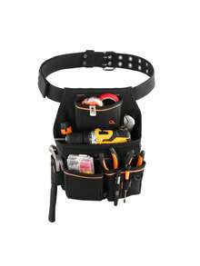 Pouch With Belt, 14 Pockets Professional Belt Pouch Men, Heavy Duty Detachable Adjustable Utility Work Bag Electrician, Carpenter, Construction, Adjusts Waist 32 To 50 Inches - Default - View 3