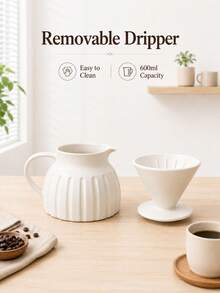1 Set 600ml Creative Large Capacity Ceramic Coffee Pot, Premium Hand Drip Coffee Pot, Ceramic Glazed Sharing Pot, Extraction Filter Cup, Suitable For Home And Restaurant Use, Japanese Style Hand Drip Coffee Pot, Latte Art Cup, Breakfast Milk Cup, Afternoon Tea Cup, Home Coffee Equipment Set, Home Brewing Filter Pot, Suitable For Drip Coffee Maker, Family Sharing Coffee Pot - Multicolor - View 3