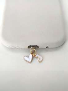 Heart-Shaped 26 Letter Dust Plug, Letter Heart Phone Earphone Charging Port Protective Cover Accessory Suitable For DIY Phone Decoration, Universal Type-C Charging Port Dust Plug - White - View 2