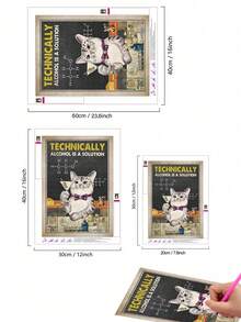5D DIY 鑽石畫動物牆飾，可愛小貓實驗研究主題，5D DIY 刺繡馬賽克藝術，DIY 鑽石畫套件，放鬆療癒，鍛鍊 DIY 技巧與專注力 - 彩色 - 查看 4