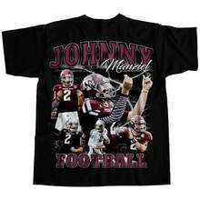 Felpa Johnny Manziel in Stile Grafico Vintage Anni '90 - Felpa con Cappuccio Johnny Manziel - T-shirt Retrò Football Americano, Magliette Unisex per Uomo e Donna - nero - Visualizzare 1