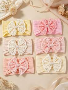 1 pièce Bandeau en dentelle avec nœud et perle pour bébé fille, accessoire pour cheveux, convient pour le port quotidien et les fêtes, cadeau parfait pour les filles - Multicolore - Voir 1