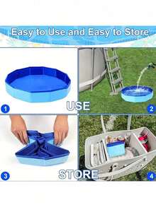 Portable Foldable Foot Bath Basin, Suitable For Swimming Pool Entrance, PVC Composite Material Foldable Foot Bath Basin, Multi-Functional Swimming Pool Cleaning Essential Accessory, Pet Bath Tub, Foldable Bath Tub, Swimming Pool Litter Box - Multicolor - View 3