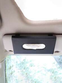 1pc PU Car Sunshade Makeup Pad Swab Storage Box, Car Tissue Holder, Portable Car Tissue Box - A - View 4