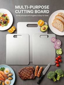 Silver Stainless Steel Cutting Board, Durable Kitchen Chopping Board, Cutting Mat, Kitchen Cutting Board, Kitchen Tool, Suitable For Cutting Vegetables, Fruits, Chicken And Beef, Multi-Functional Kitchen Tool, Ideal For Outdoor Camping - View 11