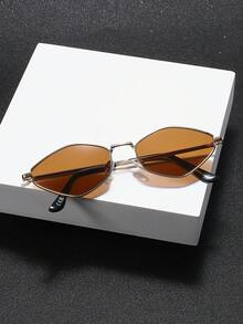 1 Pair Men's Retro Geometric Frame Sunglasses, Perfect Blend Of Modern Style And Vintage Charm, Suitable For Beach Parties, Street Photography, Music Festivals, Fits All Face Shapes - Multicolor - View 3