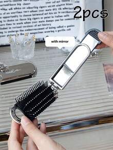 1pc Custom Engraved Name Air Cushion Massage Comb, Travel Comb With Bow, Folding Comb With Mirror, Personalized Laser Engraved Folding Air Cushion Hairbrush, 2 In 1 Portable Mirror Compact, Birthday Gift, Detangling Brush, Coquette Aesthetic - Multicolor - View 12