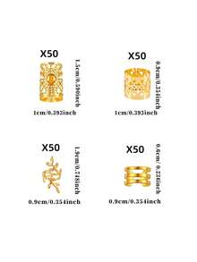40件套编织发饰套装，包含金色发圈、可调节发珠，适用于辫子、脏辫，适合女性和女孩，包含发夹、发卡等头饰。 - 金色 - 查看 9