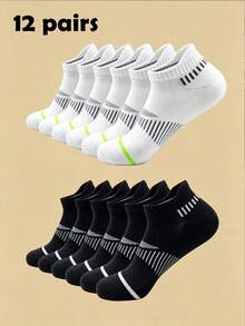 12 Pairs New Men's Plus Size Summer Sports Short Socks, Mesh Breathable Minimalist Versatile Invisible Socks - Multicolor - View 2