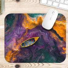 Purple & Gold Fluid Abstract Art Boat Large Gaming Desk Mat, Vortex Marble Colorful Fantasy Print Non-Slip Rubber Extended Mouse Pad, Waterproof Long Keyboard Mat, Gaming Computer Desktop Decoration - View 6