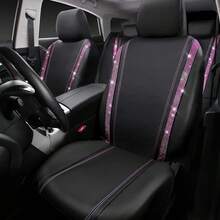 9/4pcs Shiny Rhinestone Faux Leather Car Seat Covers, Sequin Crystal Design, Women's Style, Compatible With Airbags, Suitable For Sedan, SUV And Minivan, Full Set For Seats And Headrests - Style a - View 8