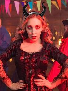Black Devil Horns Headband, Gothic Style Devil Horns Headband, Halloween Cosplay Costume Hair Accessory, Party Photo Prop - Black - View 5
