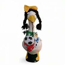 Sports Themed Porch Goose Outfit Creative Soccer Star Print Bandana And Wig Headband Set For Patio Yard Lawn Decor - Black - View 6