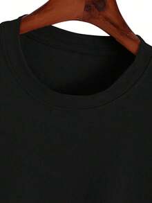 210g100%Cotton T Soft And Comfortable Fabric,Short Sleeve,Round Neck,Suitable For Everyday Wear,Factory-Made - 黑色 - 查看 4