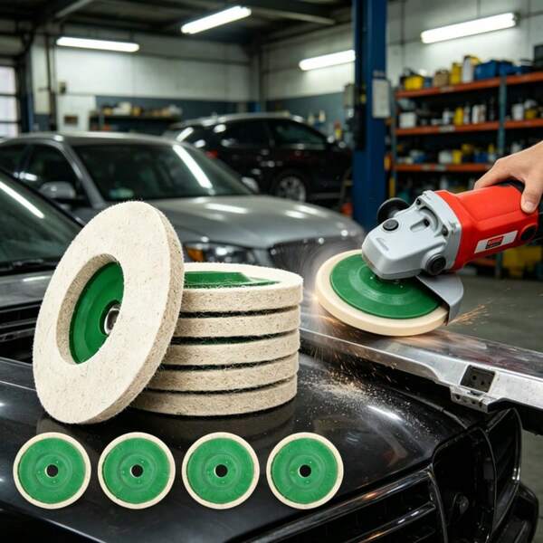 10 Pcs 4 Inch Wool Felt Polishing Waxing Buffing Wheel Kit– Polishing Disc Pad For  Car Cleaning, Scratch Removal And Self-Adhesive Polishing Pad