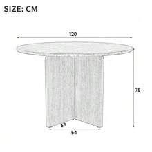 Round Dining Table, 120 X 120 Cm, Suitable For 4-6 People, Classic Design, Scandinavian Minimalist Style, Oak Color. - 自然色 - 查看 5