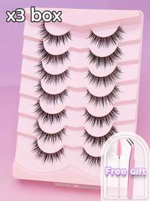 10/7/5 Pairs Natural C-Curl Fluffy Soft Dramatic 3D Faux Mink Eyelashes, Messy Multi-Layered Short Thick False Eyelashes Extension Set, Wholesale Fake Lashes Cosmetics For Wedding Party Daily Work Meeting, Natural Looking Comfortable Wear With Handmade Curled Ends - Natural Lashes - View 15