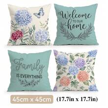 4pcs Hydrangea Butterfly And Floral Pattern Pillow Covers Without Inserts, Single-Sided Printed Pillow Covers, Suitable For Living Room Bedroom Home Decor, All-Season Pillow Covers - Multicolor - View 11