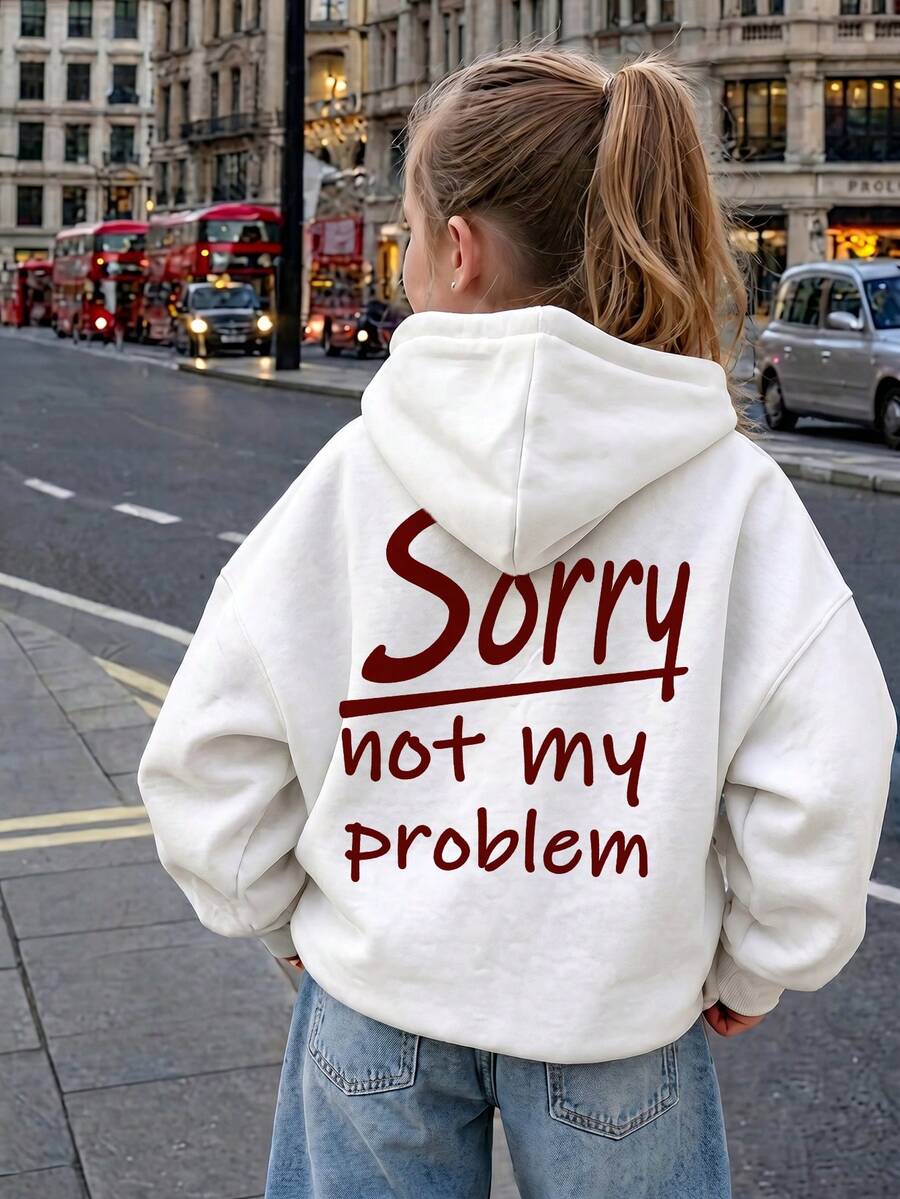 1pc Tween Girls Pure White Blank Plain Hooded Sweatshirt, Children's Simple Solid Color Pullover Sweatshirt, Baby Daily School Outing Versatile All-Match Style, Internet Celebrity Multi-Size Loose Fit Casual Sweatshirt For All Seasons - White - View 1