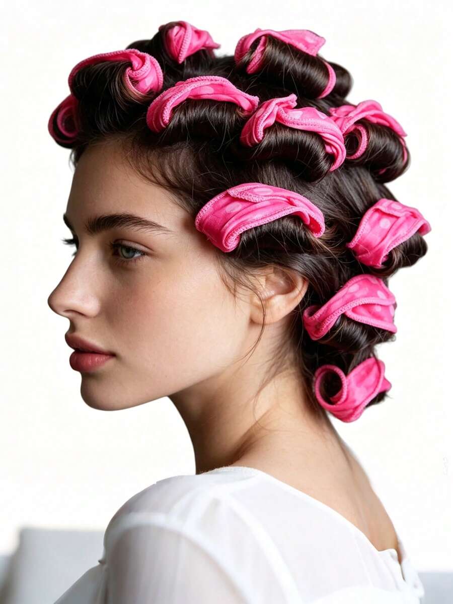 Polka Dot Heatless Curling Rod, Soft Fabric Overnight Hair Curler, DIY Styling Tool For Women With Medium To Long Hair - Multicolor - View 1