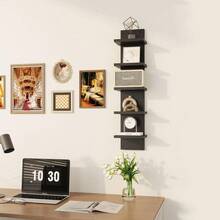 1/2 Piece Set Of 5-Layer Wall Frame Unit - Narrow Smooth Laminated Veneer - Vertical Column Wall Decoration Installation Floating Storage Home Decoration Organizer High Tower Bedroom, Living Room Practical Frame, Black And White Optional - Mixed Colors (thickened) - View 11