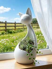 1pc Multifunctional Cat-Shaped Storage Decor, Multipurpose Plant Pot And Key Holder, 2-In-1 Resin Desktop Organizer, Creative Succulent Planter, Entryway Key Storage Box, Minimalist Home Decor, Suitable For Living Room, Bedroom And Entryway - A - View 9