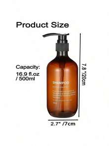 3 PiecesDispenser Bottle Set + 3 PiecesJar Set, 3 Bottles 500ml Brown Long-Neck Pump Bottles For Shampoo, Body Wash, Conditioner, Refill Bottles, Bath Salts, Lotion, Massage Cream Jars - Brown - View 10