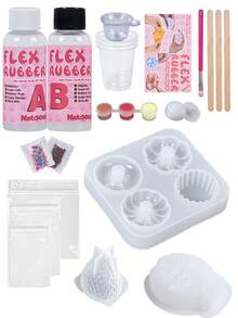 Taba 手作套組 DIY 珠寶製作套組，1:1 AB 液態矽膠搭配 3 個模具的凝膠手工製作套組，打造專屬超柔軟凝膠手工藝品，生日節日禮物派對小禮，適合手工愛好者與初學者，適用 14 歲以上 - 50ml-set-01 - 查看 2
