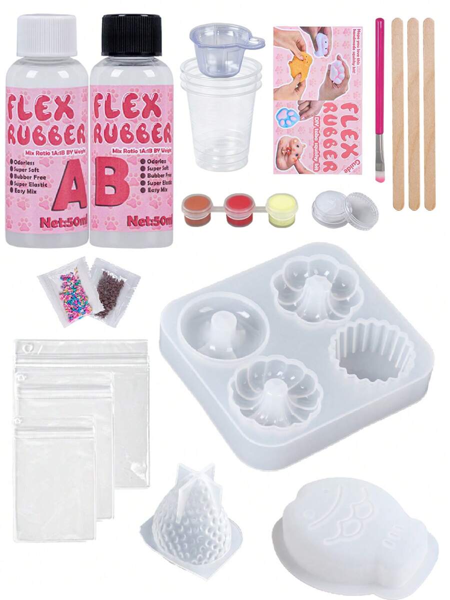 Taba 手作套組 DIY 珠寶製作套組，1:1 AB 液態矽膠搭配 3 個模具的凝膠手工製作套組，打造專屬超柔軟凝膠手工藝品，生日節日禮物派對小禮，適合手工愛好者與初學者，適用 14 歲以上